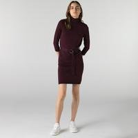 Lacoste Kadın Regular Fit Uzun Kollu Boğazlı Yaka Kahverengi Elbise11R