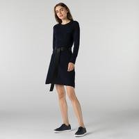Lacoste Kadın Regular Fit Uzun Kollu Kayık Yaka Lacivert Elbise16L