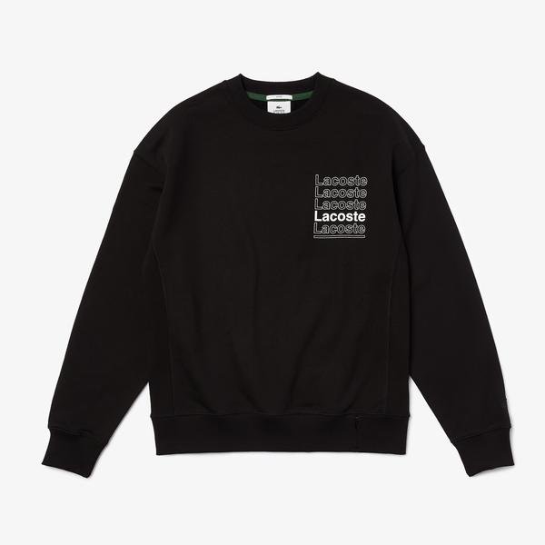 Lacoste Men's L!VE Loose Fit Crew Neck Print Fleece Sweatshirt