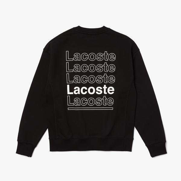 Lacoste Men's L!VE Loose Fit Crew Neck Print Fleece Sweatshirt