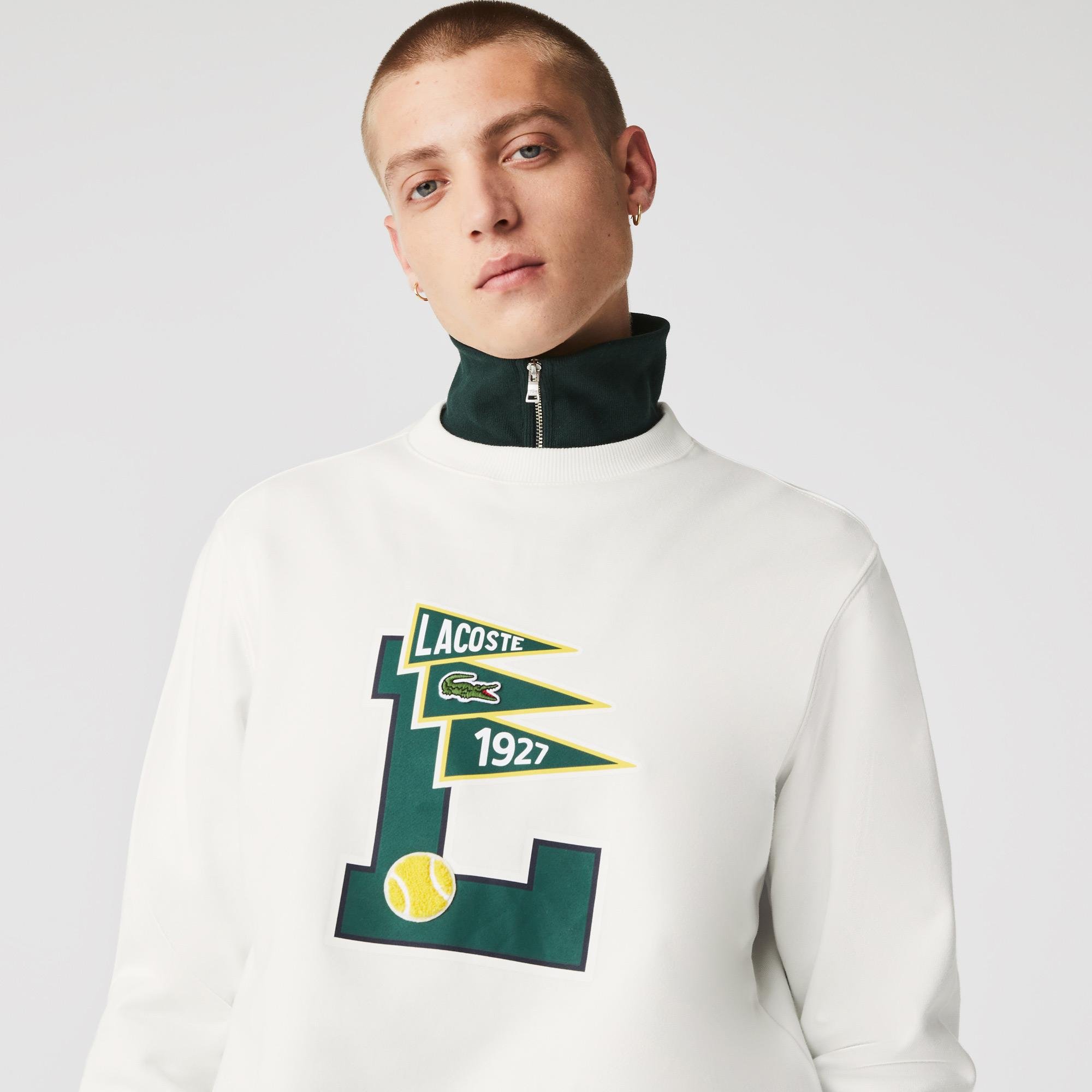 Lacoste Men's hoodie fleece cotton, with a zipper, Pennants L Badge