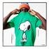 Lacoste x Peanuts Męski T-shirt z organicznej bawełniany z okrągłym dekoltemYeşil