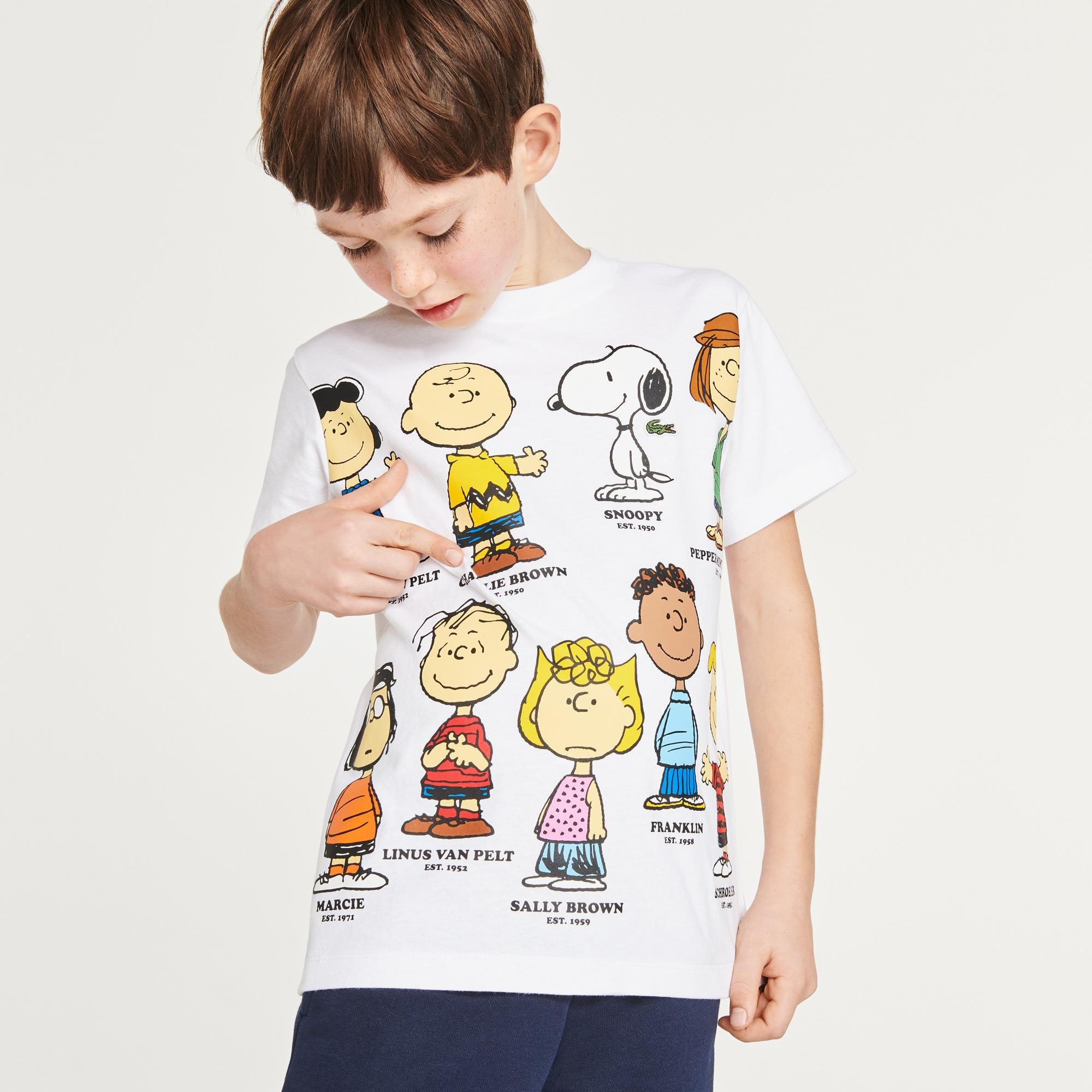 Lacoste x Peanuts Chłopięcy T-shirt z bawełny organicznej, z nadrukiem