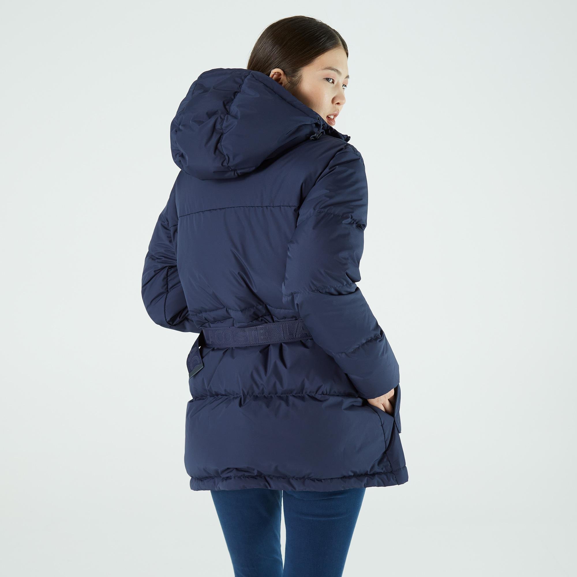 Lacoste dámská prošívaná bunda s kapucí a s barevnými pásy