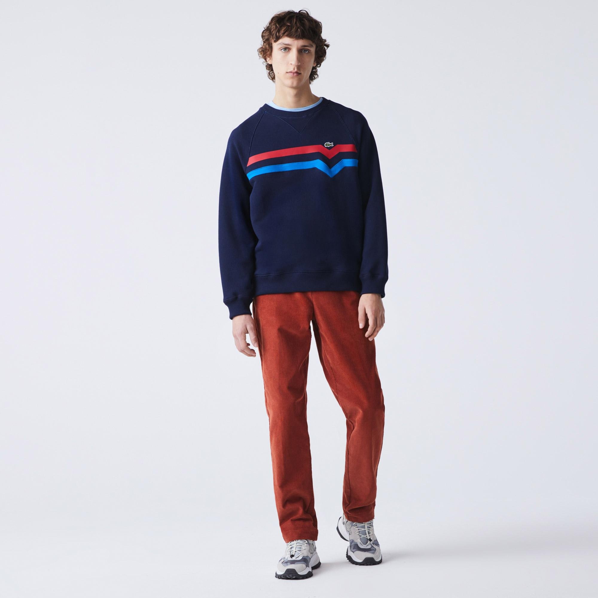 Lacoste férfi Made in France kontrasztos flíz loose fit pulóver