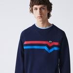 Lacoste férfi Made in France kontrasztos flíz loose fit pulóver