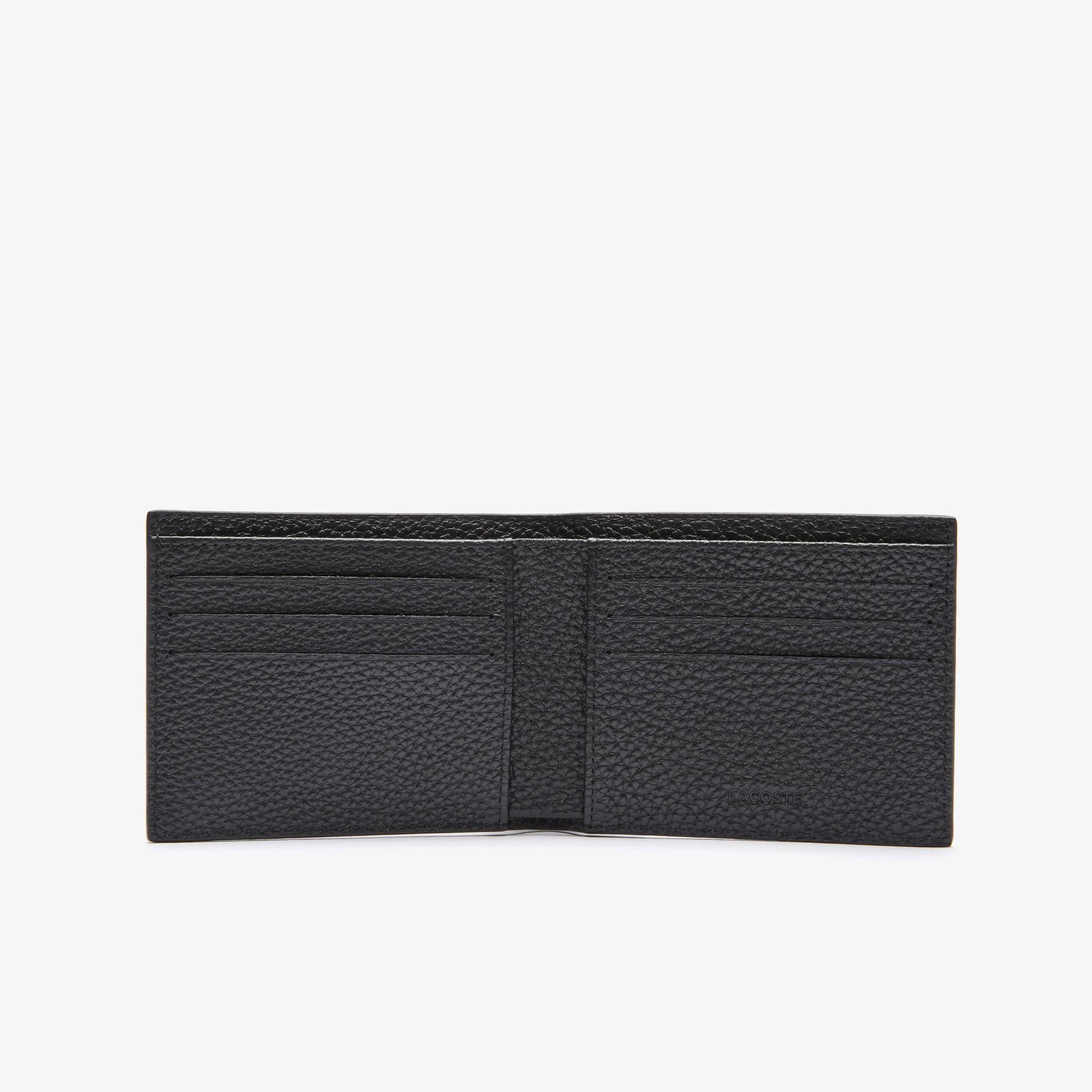 Lacoste Men's Soft matte Matte Full-Grain Leather Folding Wallet