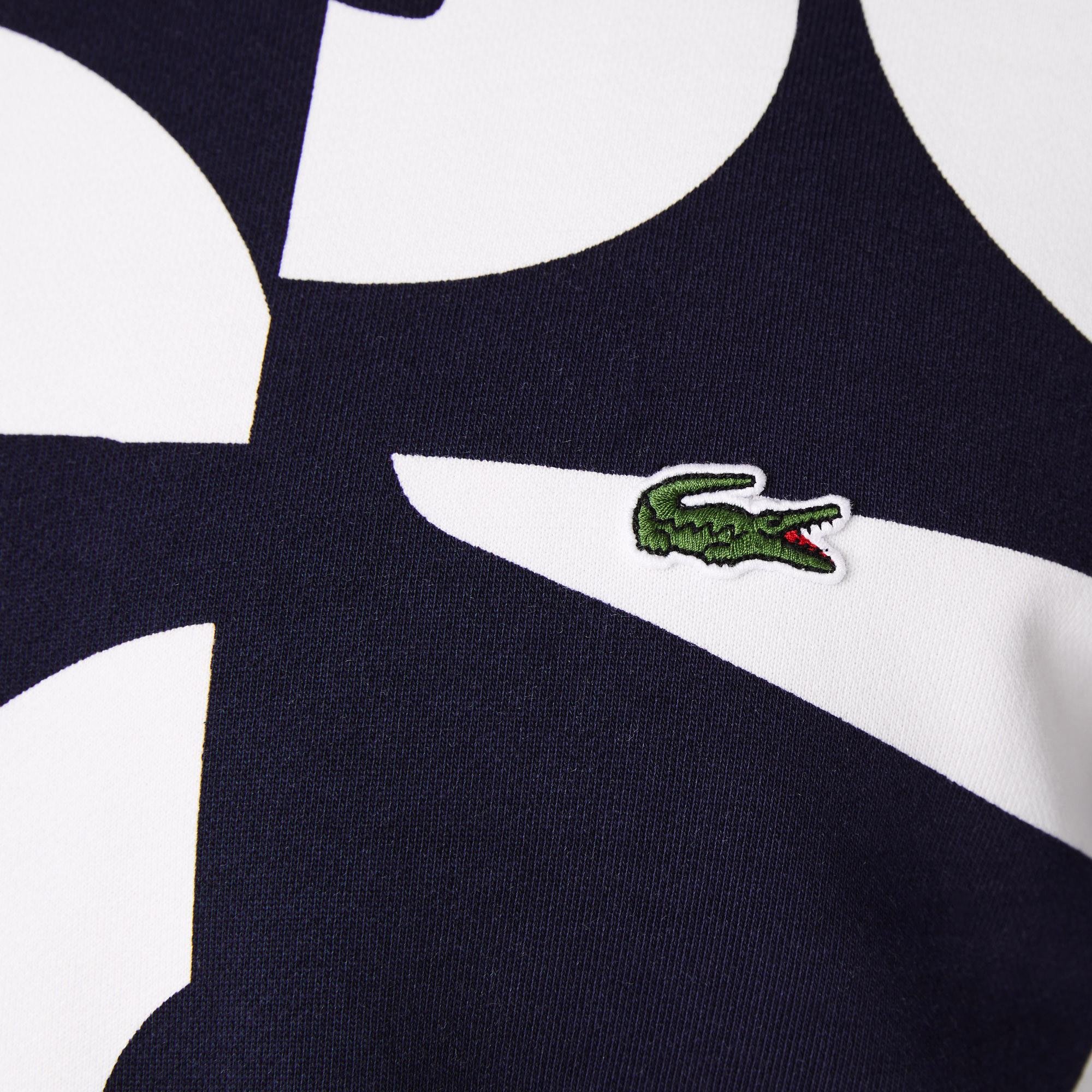 Lacoste Férfi Heritage Graphic lenyomatú kerek nyakú pamut flíz pulóver