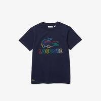 Lacoste Detské bavlnené tričko  s podtlačou a golierom bez výstrihuQRN