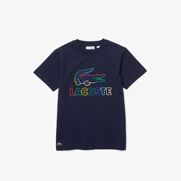 Lacoste Kids' Crew Neck Print Cotton T-Shirt