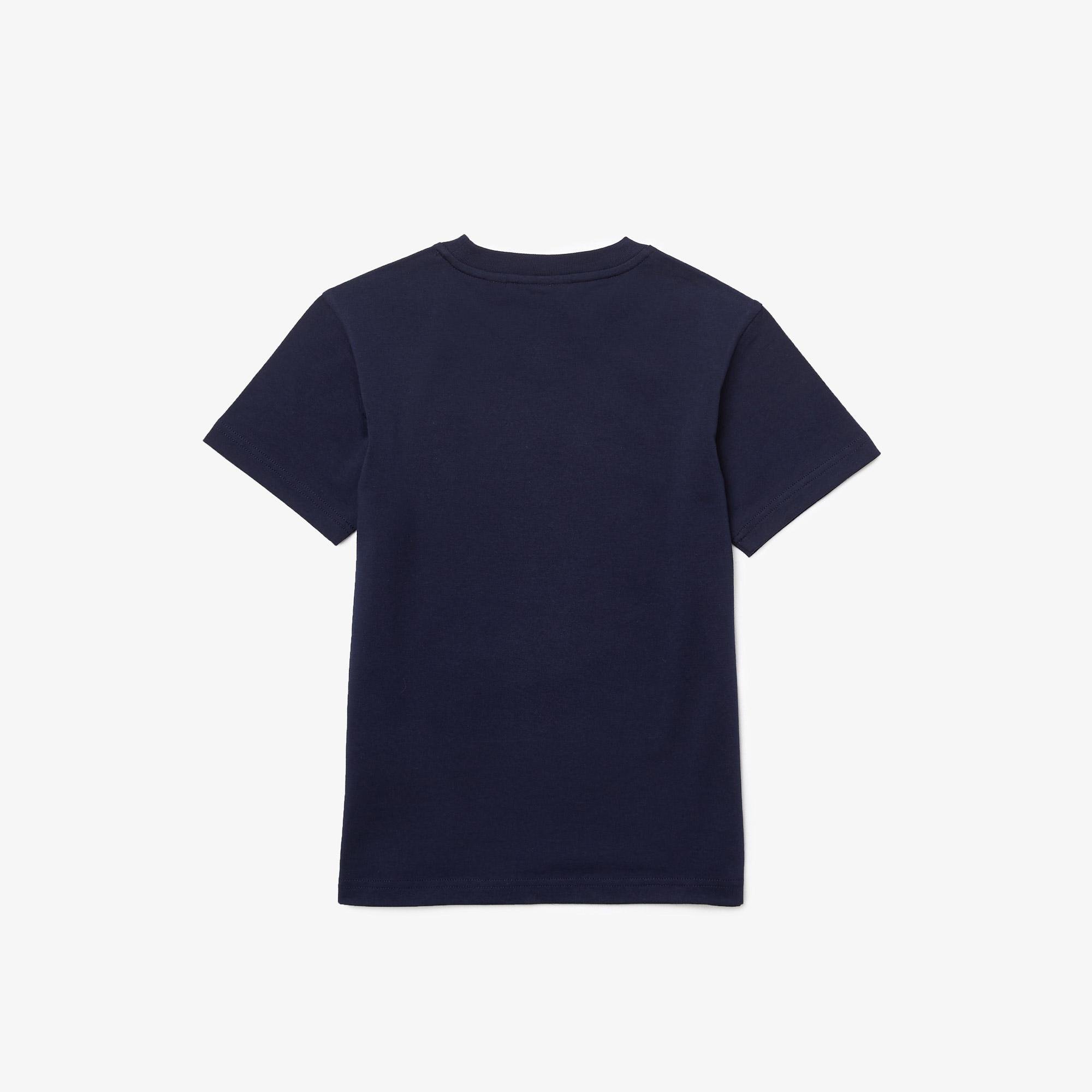Lacoste Detské bavlnené tričko  s podtlačou a golierom bez výstrihu