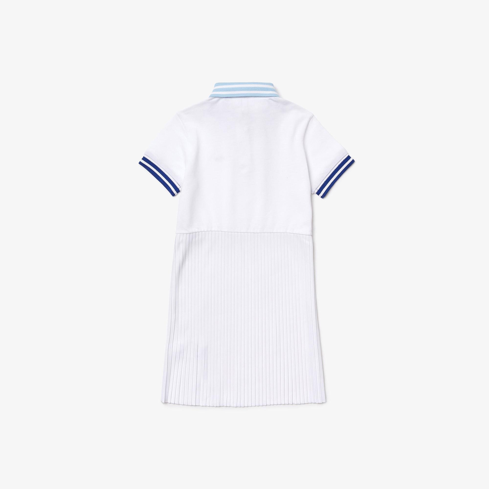 Lacoste Girls' Heritage Pleated Cotton Piqué Polo Dress