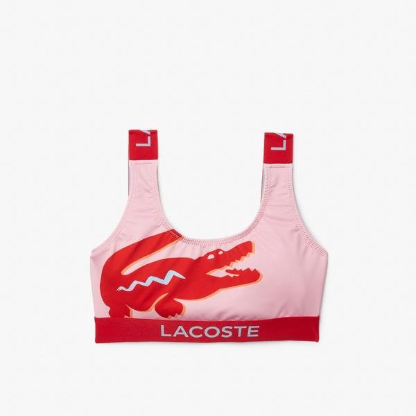 Lacoste Women's Crocodile Print Bikini Top