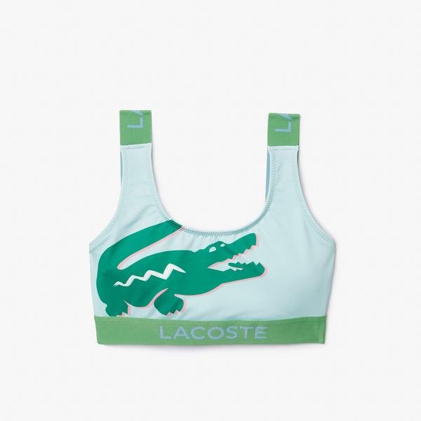 Lacoste Women's Crocodile Print Bikini Top