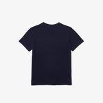 Lacoste Chlapčenské bavlnené tričko  s potlačou a výstrihom bez goliera