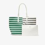 Lacoste Women's Anna Reversible Bi-Material striped Petit Piqué Shopping Bag