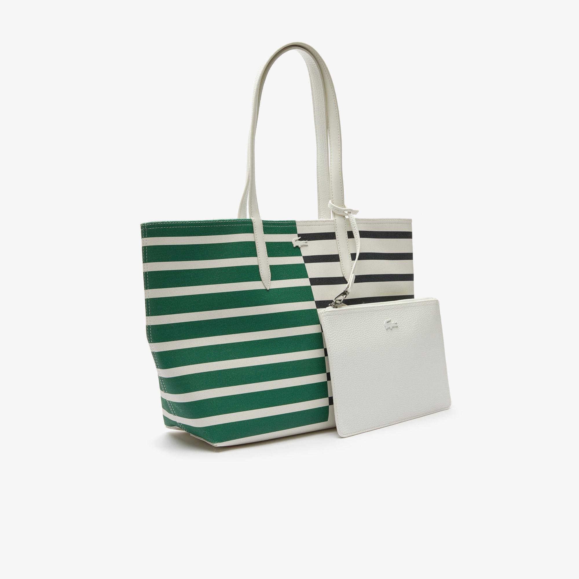 Lacoste Women's Anna Reversible Bi-Material striped Petit Piqué Shopping Bag