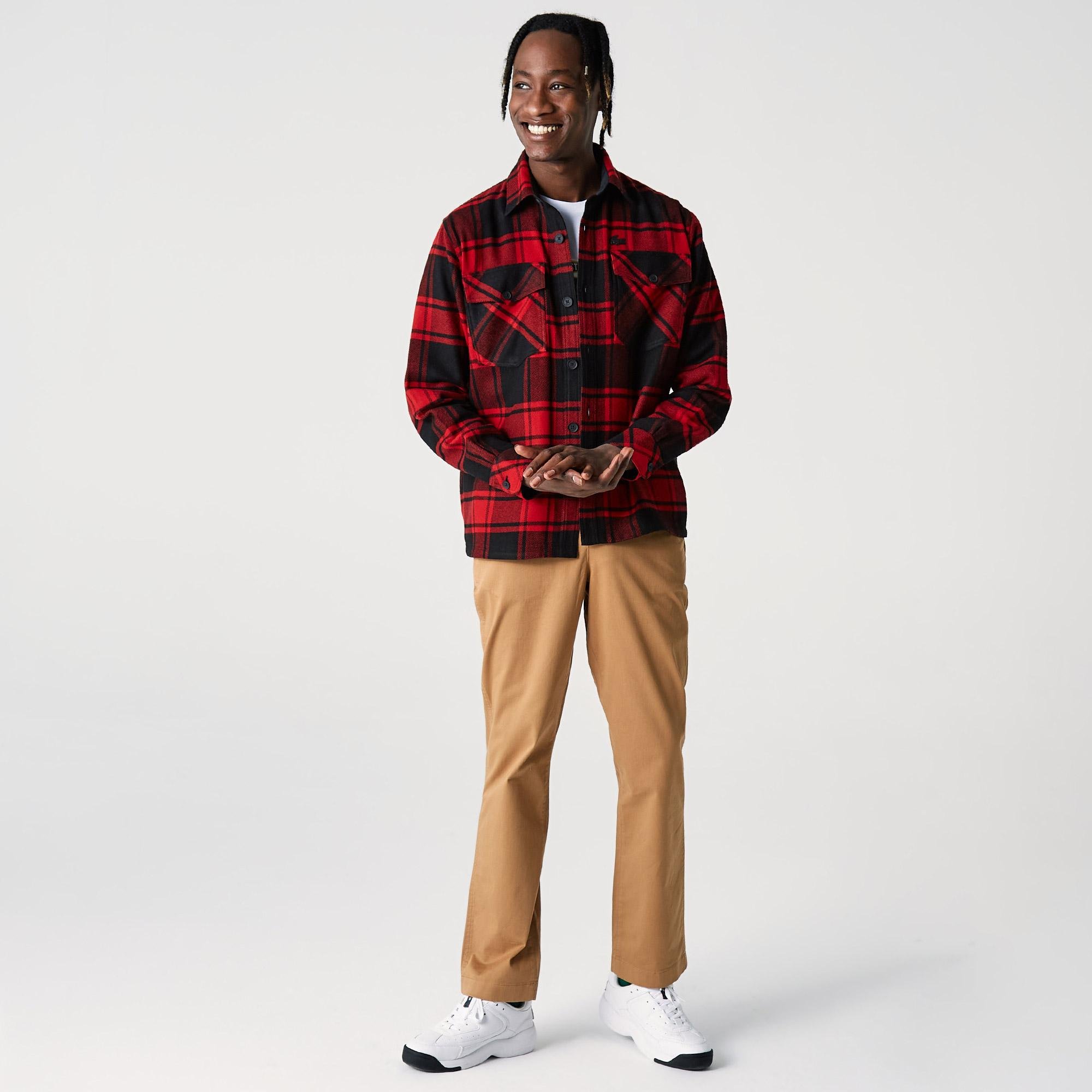 Lacoste Men's Regular Fit Checkered Wool Blend Overshirt