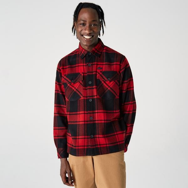 Lacoste Men's Regular Fit Checkered Wool Blend Overshirt