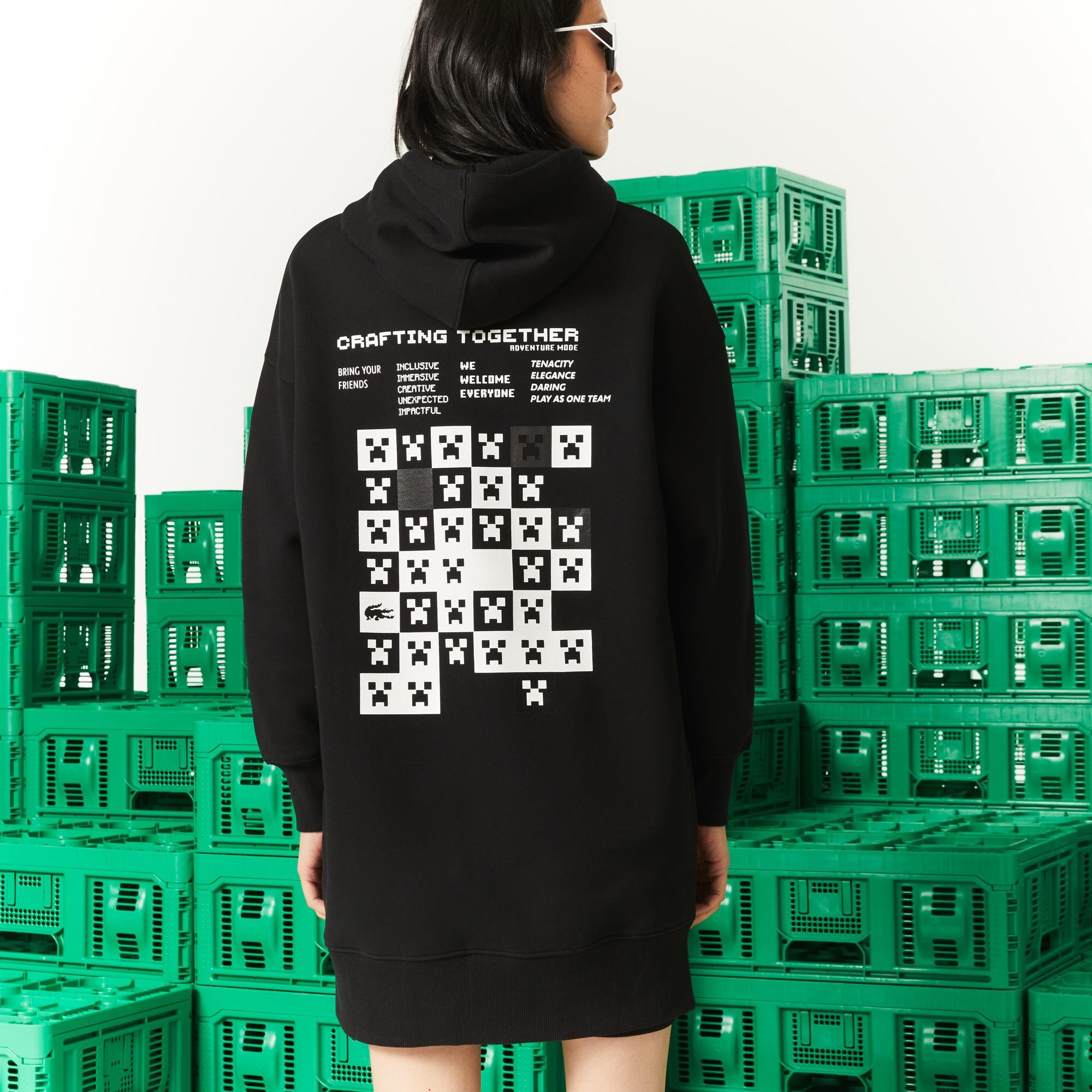 Lacoste Női  L!VE x Minecraft organikus flíz kapucsnis ruha