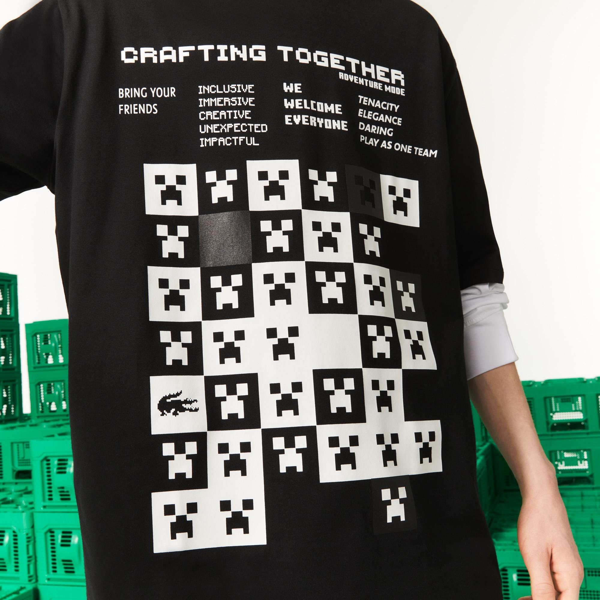 Lacoste  pánske tričko L!VE Collab Minecraft voľného styrihu z organickej bavlny