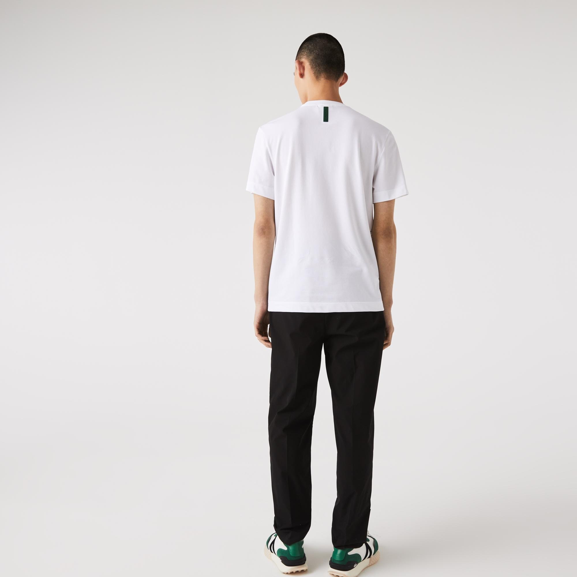 Lacoste Pánske bavlnené tričko  Piqué Blend s výstrihom bez goliera