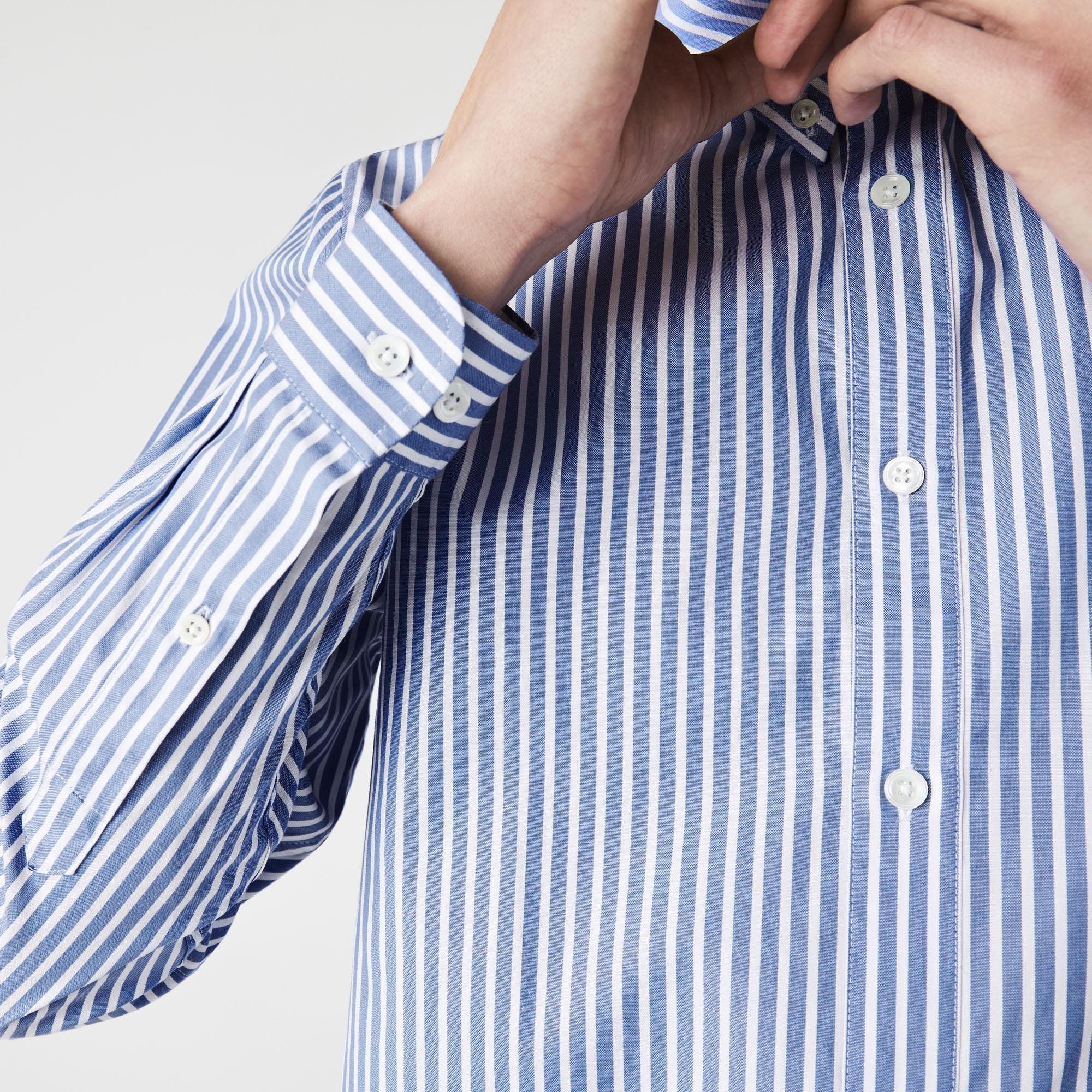 Lacoste męska koszula z bawełny w paski Regular Fit