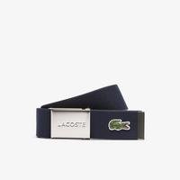 Lacoste Men's Made İn France Lacoste Engraved Buckle Woven Fabric Belt166