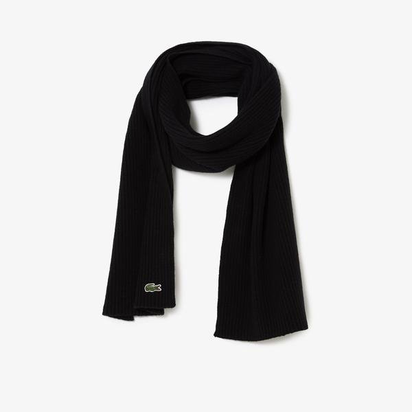 Lacoste Unisex Ribbed Wool Scarf
