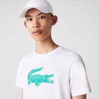 Lacoste męski T-shirt z oddychającego dżerseju z nadrukiem 3D z logo krokodyla SPORTW1J