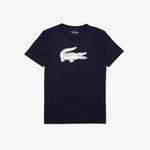 Lacoste Męski T-shirt z oddychającego dżerseju SPORT z nadrukiem z logo krokodyla 3D