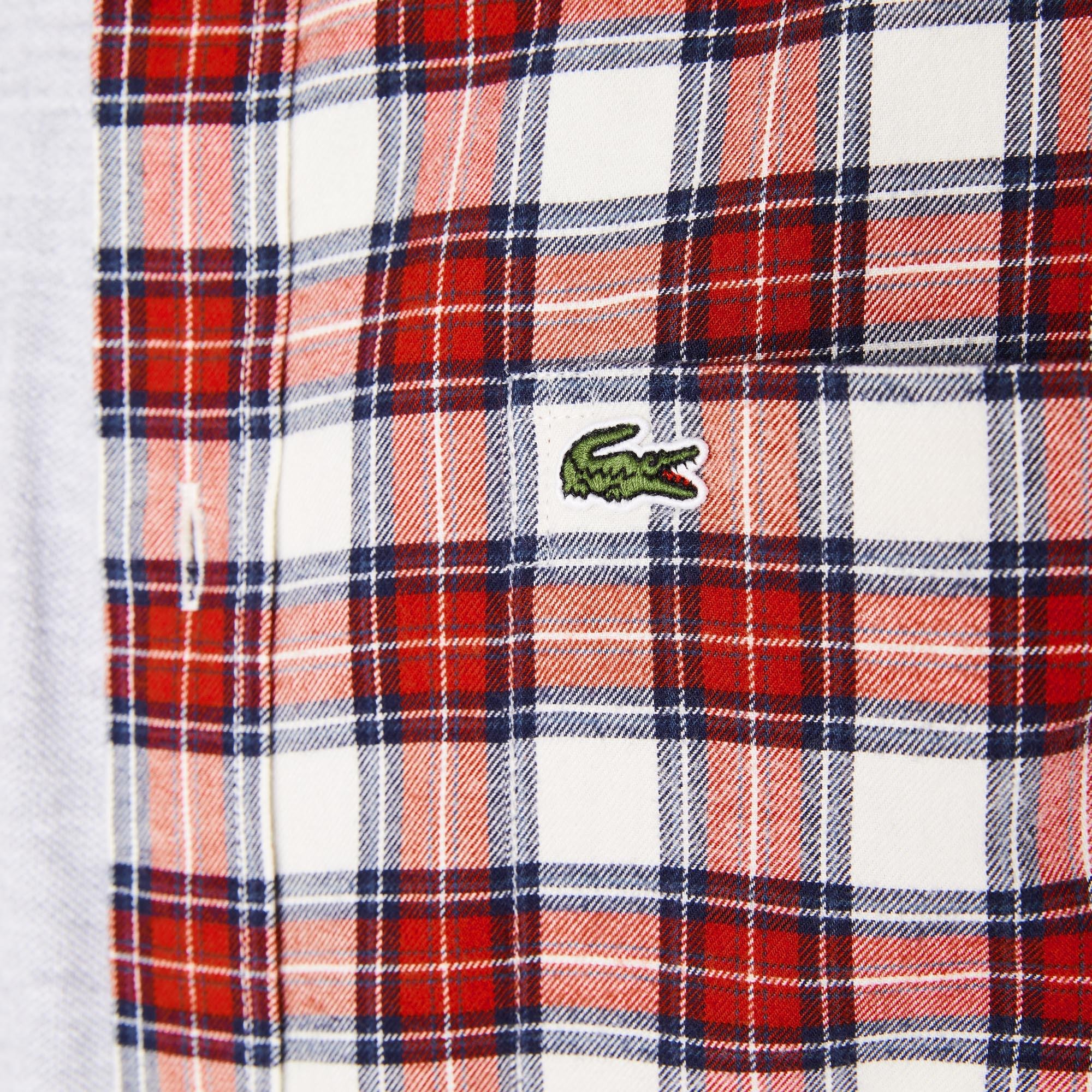 Lacoste pánská kostkovaná košile běžného střihu s potiskem