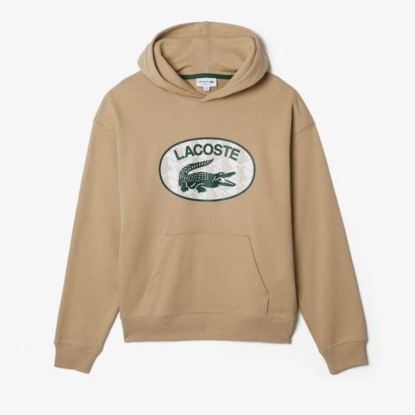Lacoste Men's Loose Fit Branded Monogram Hooded Sweatshirt