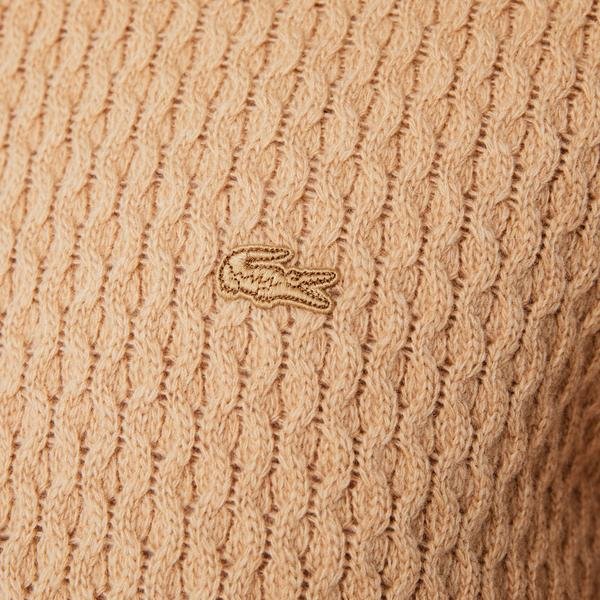 Lacoste męski sweter wełniany o splocie warkoczowym Regular Fit