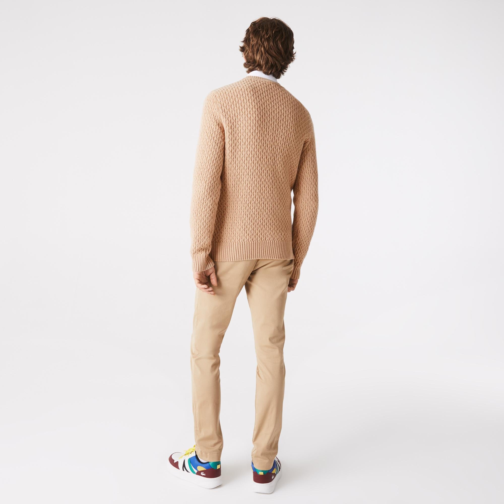 Lacoste férfi Regular fit kábelkötésű gyapjú pulóver