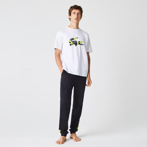Lacoste Pánske tričko  z bavlnenej tkaniny s grafickou potlačou