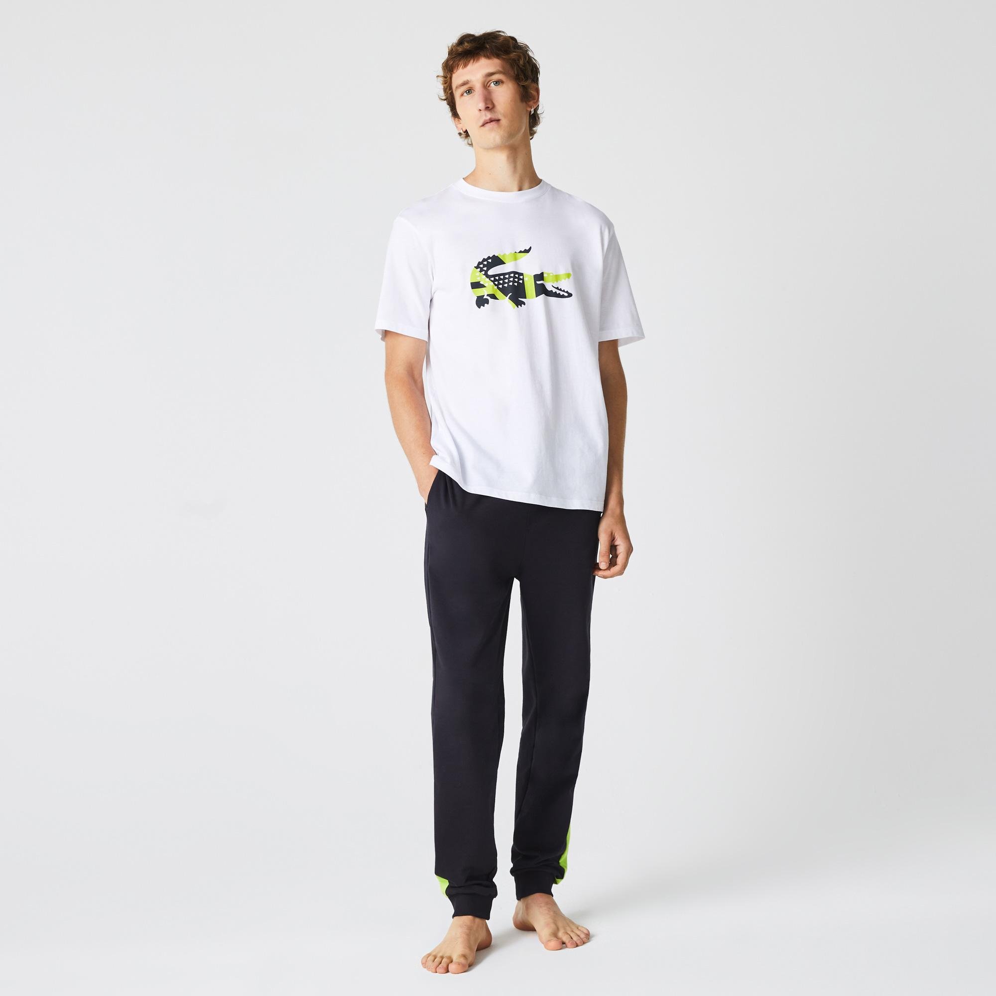Lacoste Pánske tričko  z bavlnenej tkaniny s grafickou potlačou