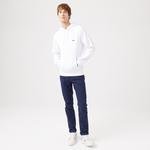 Lacoste Erkek Classic Fit Kapüşonlu Organik Pamuk Beyaz Sweatshirt