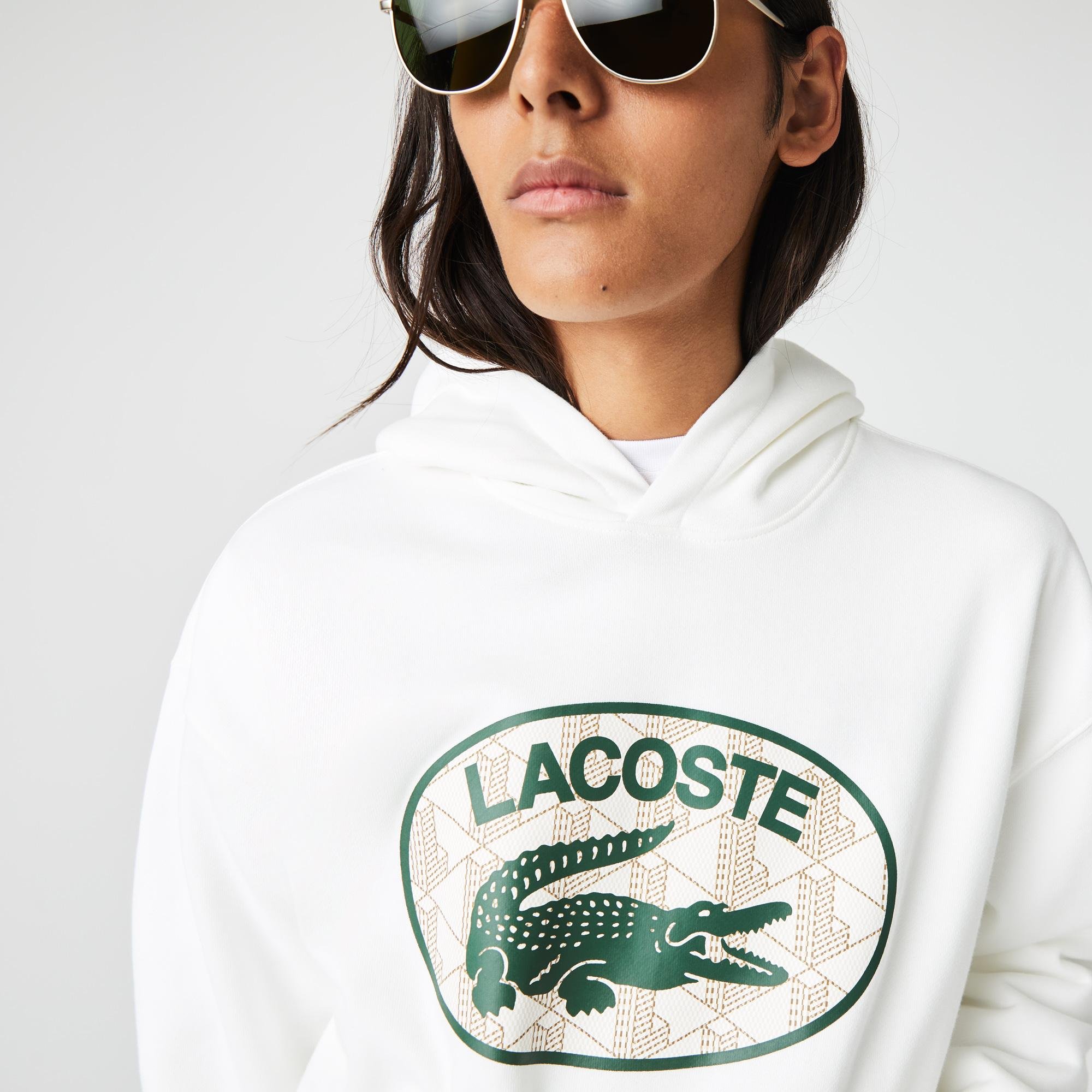 Lacoste férfi loose fit márkajeles monogramos kapucnis pulóver