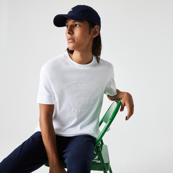 Lacoste męski T-shirt bawełniany z logo w tej samej tonacji kolorystycznej Relaxed Fit