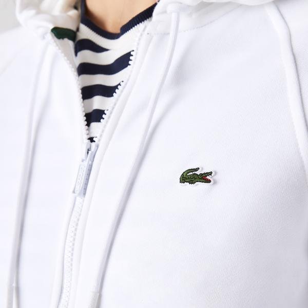Lacoste Kadın Regular Fit Kapüşonlu Organik Pamuk Beyaz Sweatshirt