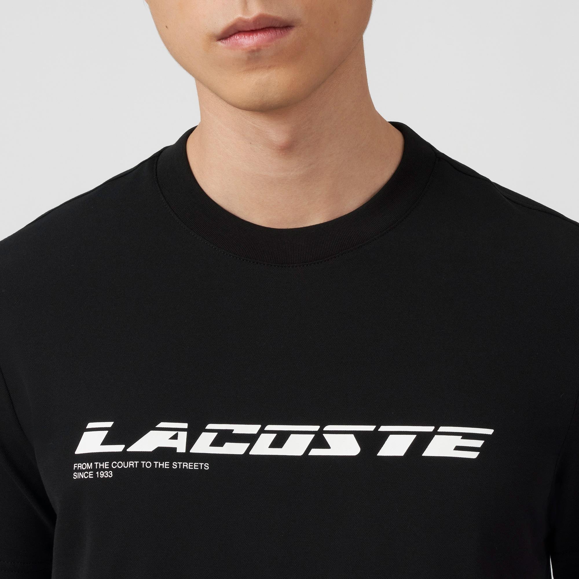 Lacoste męski T-shirt z piki z logo Regular Fit