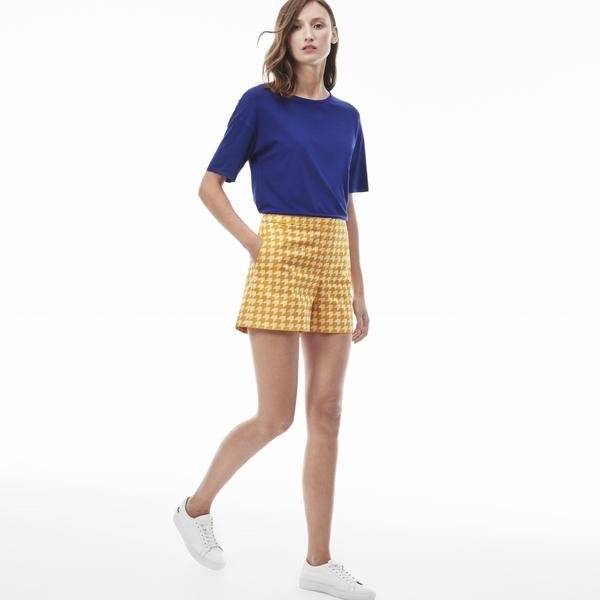Lacoste Women's Bermuda shorts with Houndstooth print