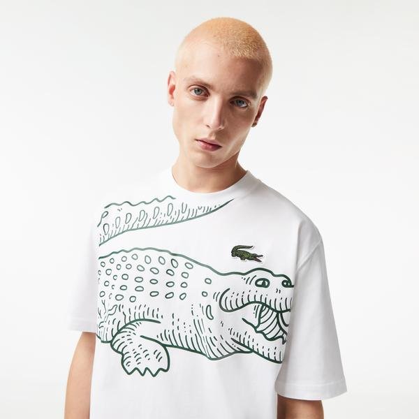 Lacoste pánske tričko s okrúhlym výstrihom, voľným strihom s krokodílou potlačou