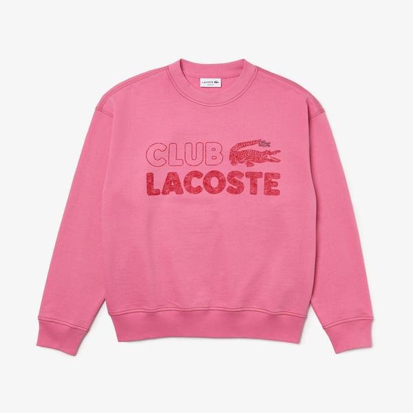 Lacoste Men’s  Round Neck Loose Fit Vintage Print Sweatshirt