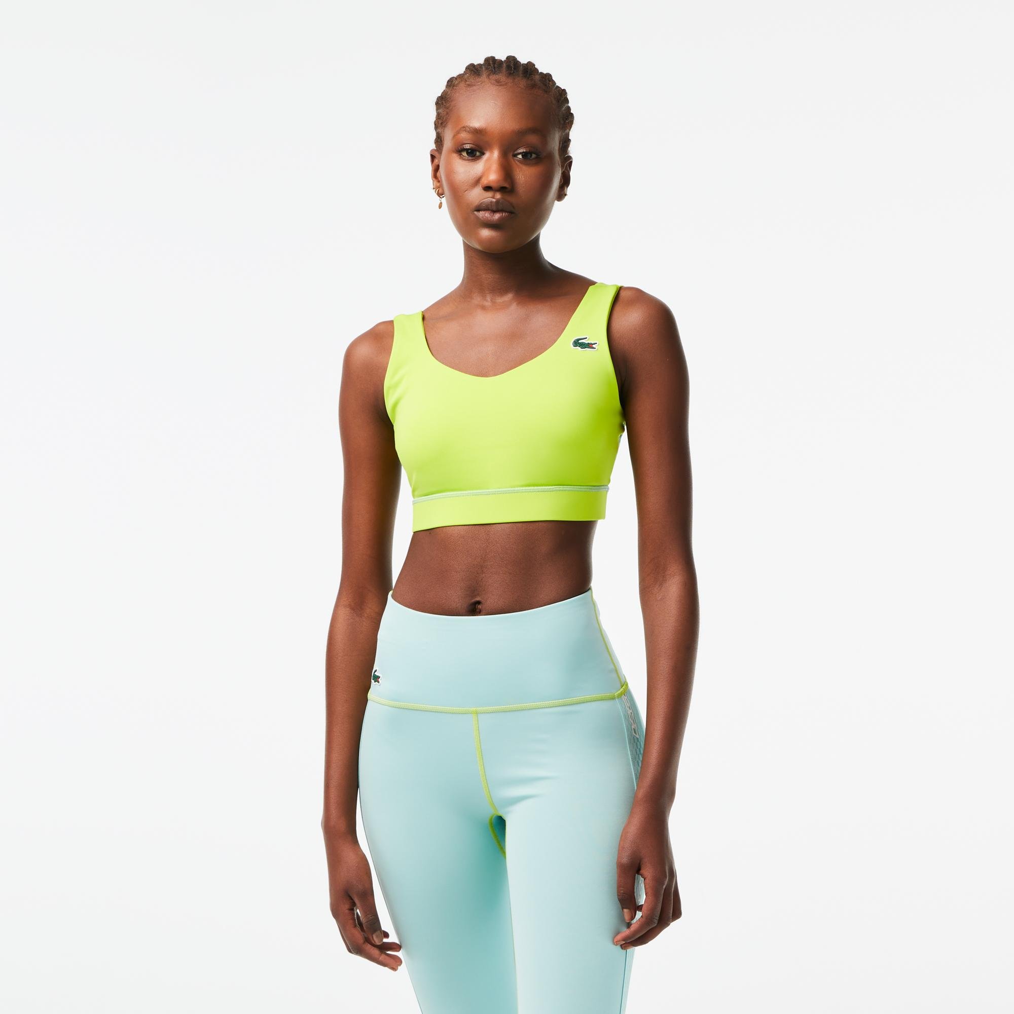 Lacoste Active Kadın Slim Fit Kolsuz Renk Bloklu Sarı Bra. 1