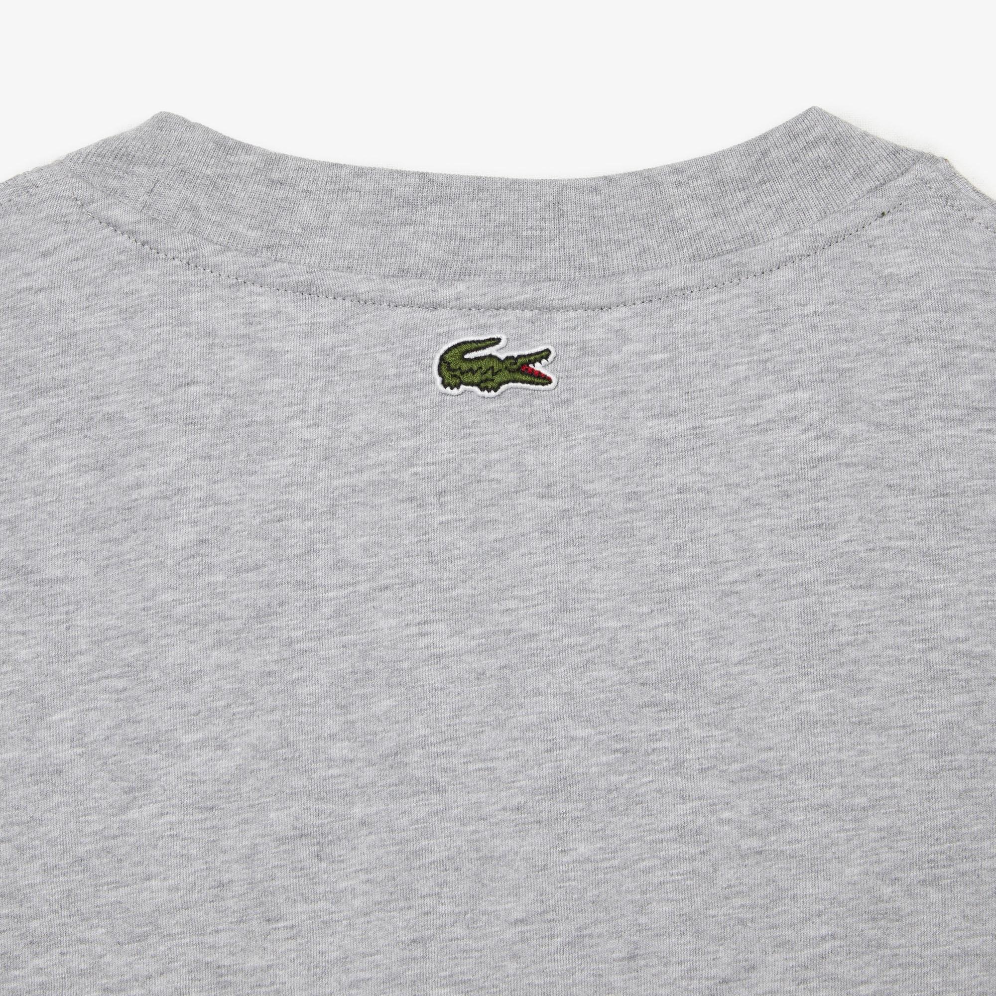 Lacoste męski T-shirt z nadrukiem z logo krokodyla i okrągłym dekoltem Loose Fit