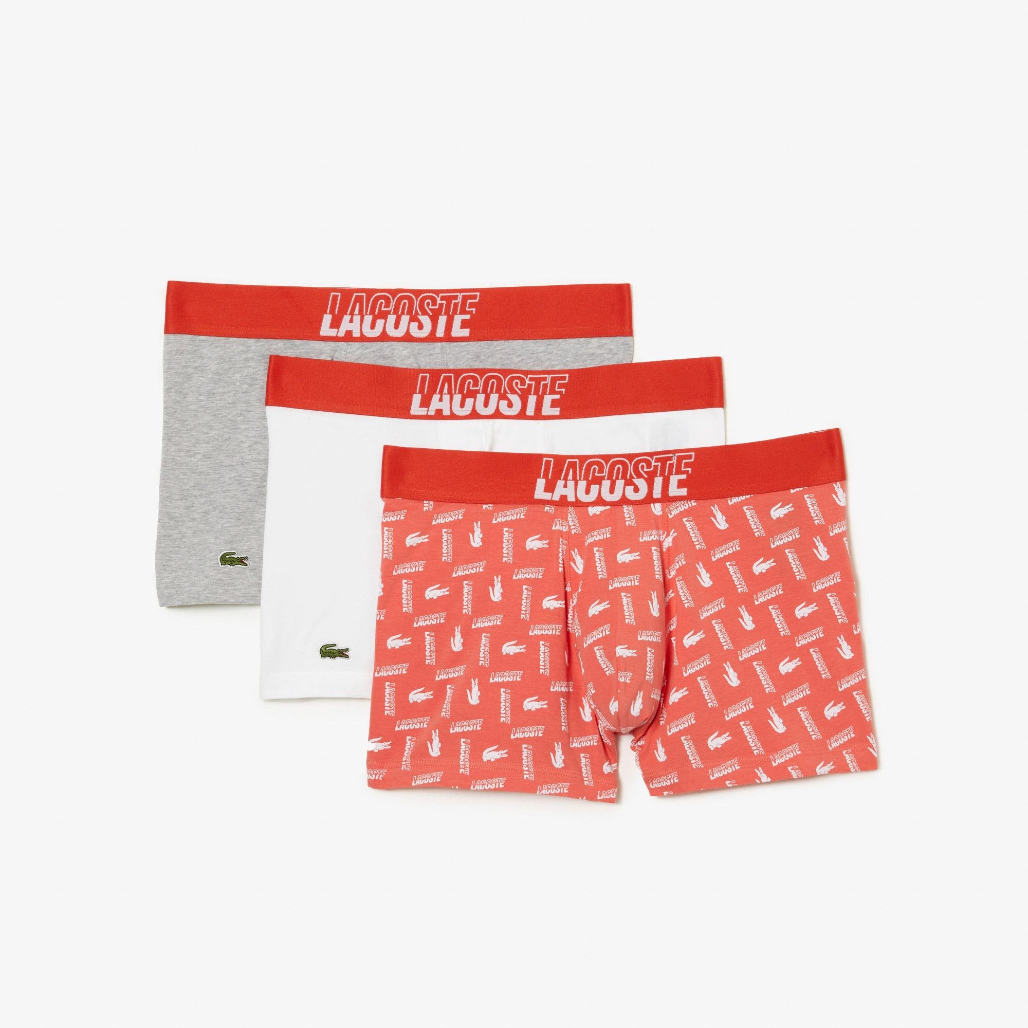 Lacoste Men’s 3-Pack  Stretch Cotton Printed Trunks