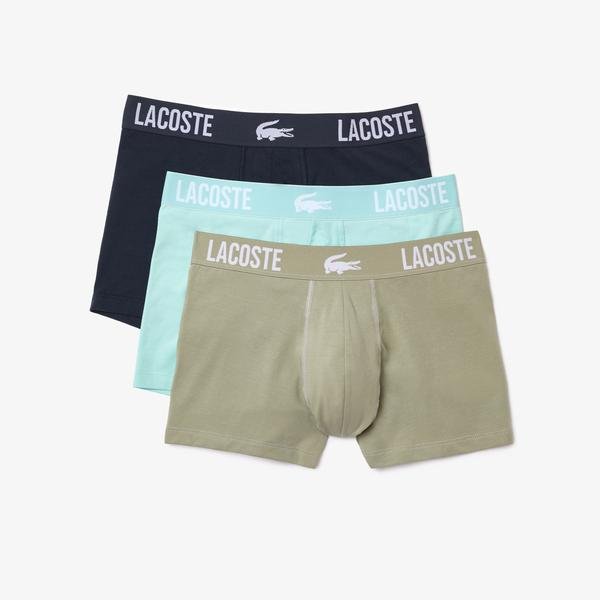 Lacoste Men's  Branded Jersey Trunk Three-Pack