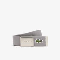 Men's Made in France Lacoste Engraved Buckle Woven Fabric BeltL94